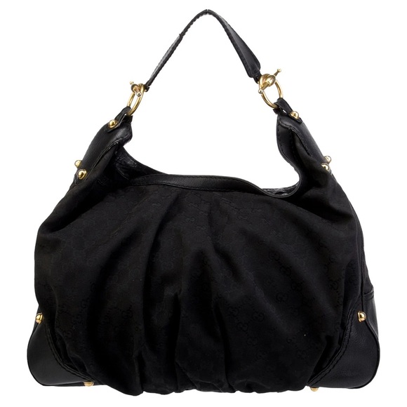 Authentic Gucci Black canvas Jockey large hobo shoulder bag - Picture 4 of 16